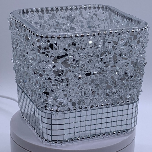 Silver Rhinestone and Glass Square Vase - Picture 5 of 7